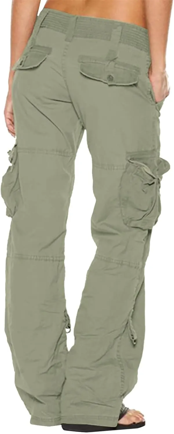 Ruziyoog Women's Tactical Cargo Pants High Waisted Hiking Tactical Army Combat Work Combat Military Trouser with Multi-Pocket