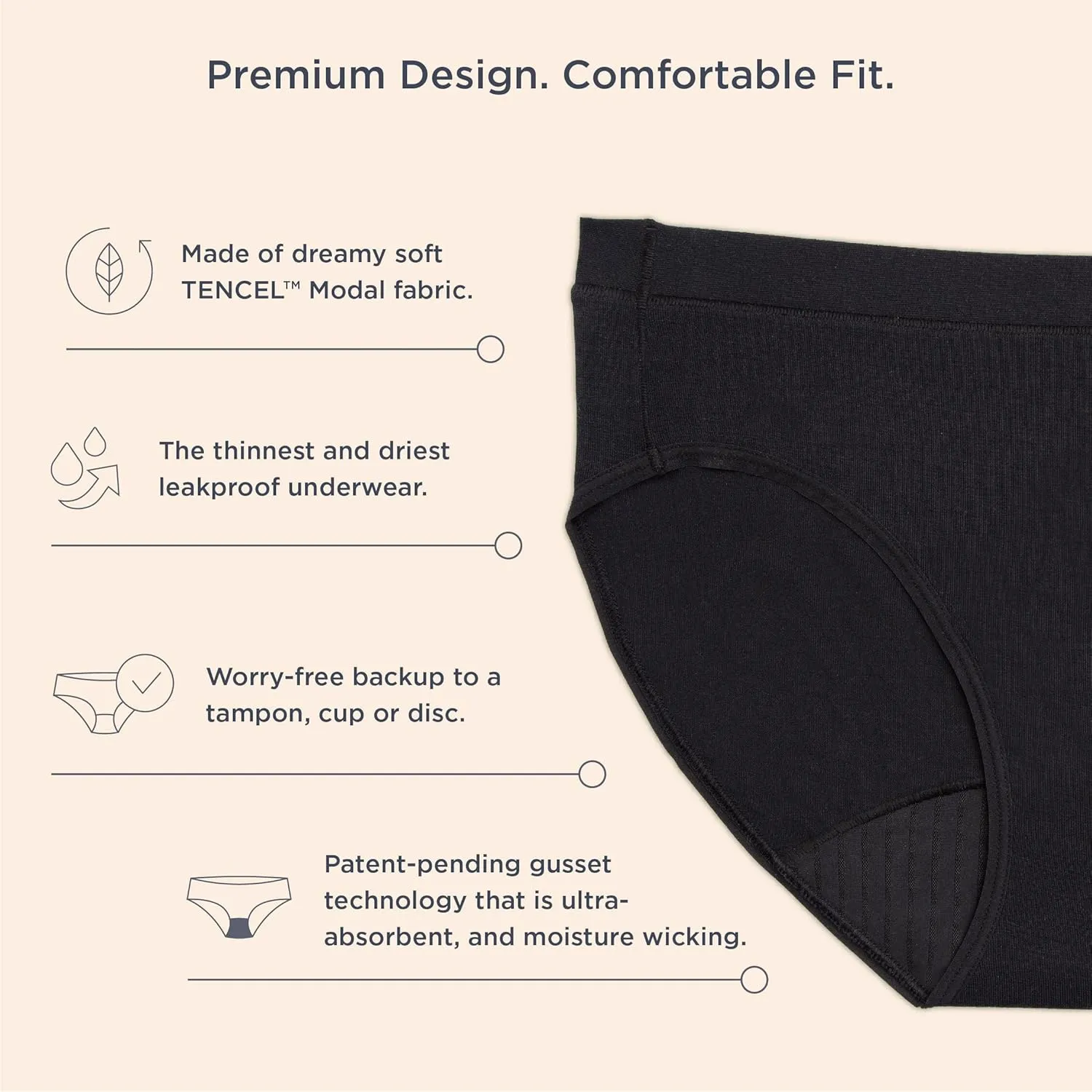saalt Comfort Modal Brief Period Underwear - Heavy Absorbency & Super Absorbency