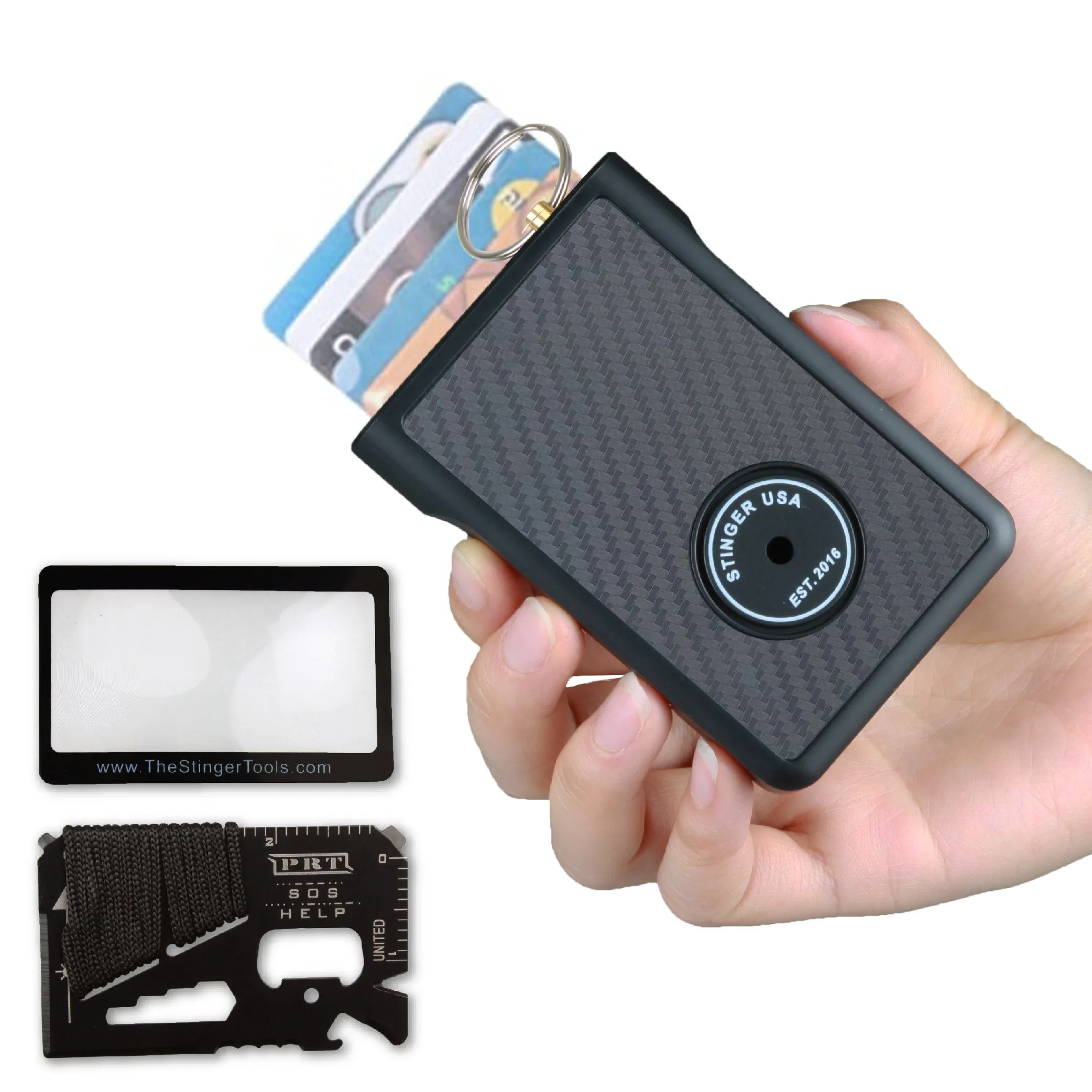 Safety Wallet With Personal Alarm Multi Functional Tool (Green Marble)