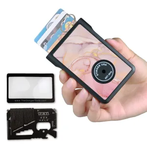 Safety Wallet With Personal Alarm Multi Functional Tool (Pink Marble)