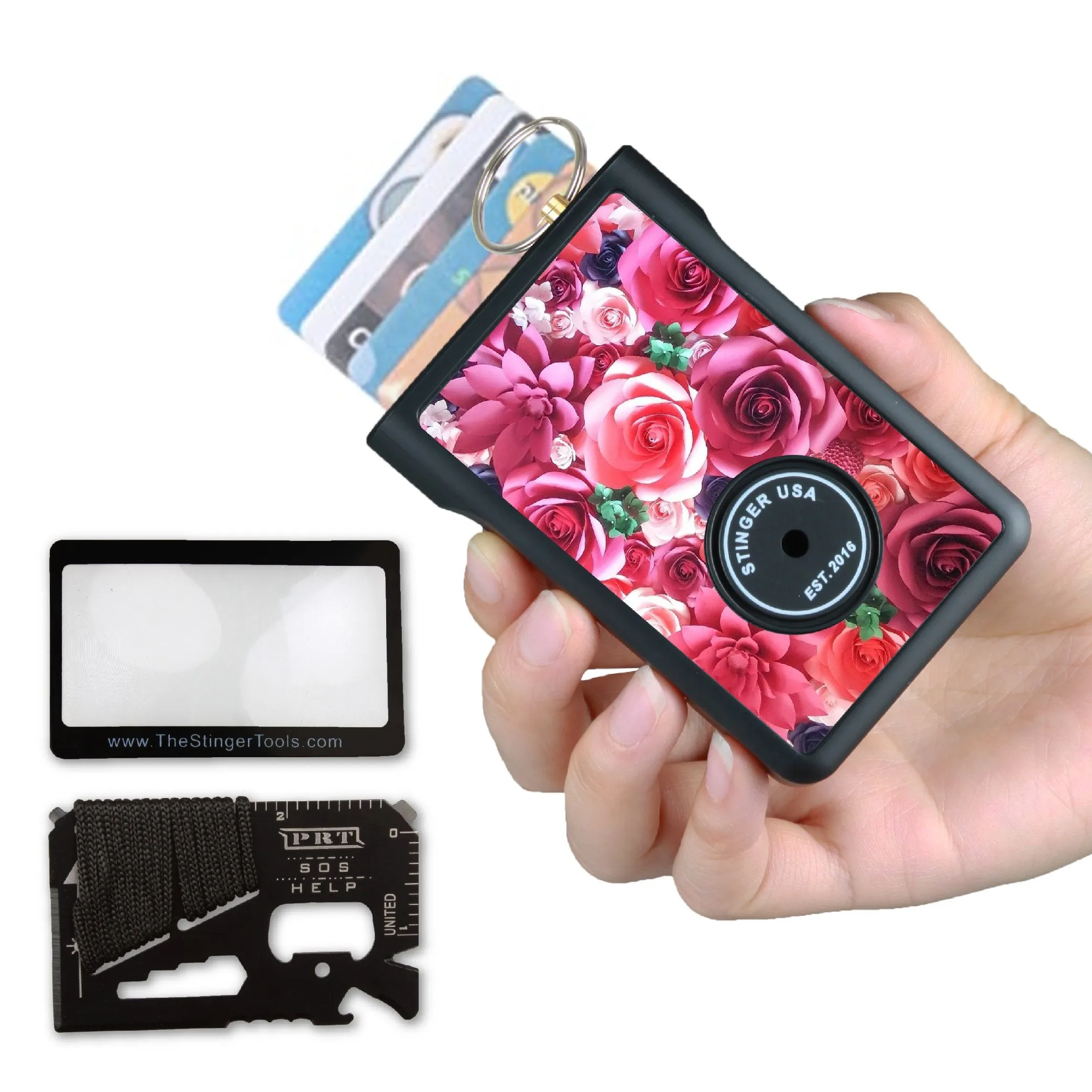 Safety Wallet With Personal Alarm Multi Functional Tool (Pink Marble)