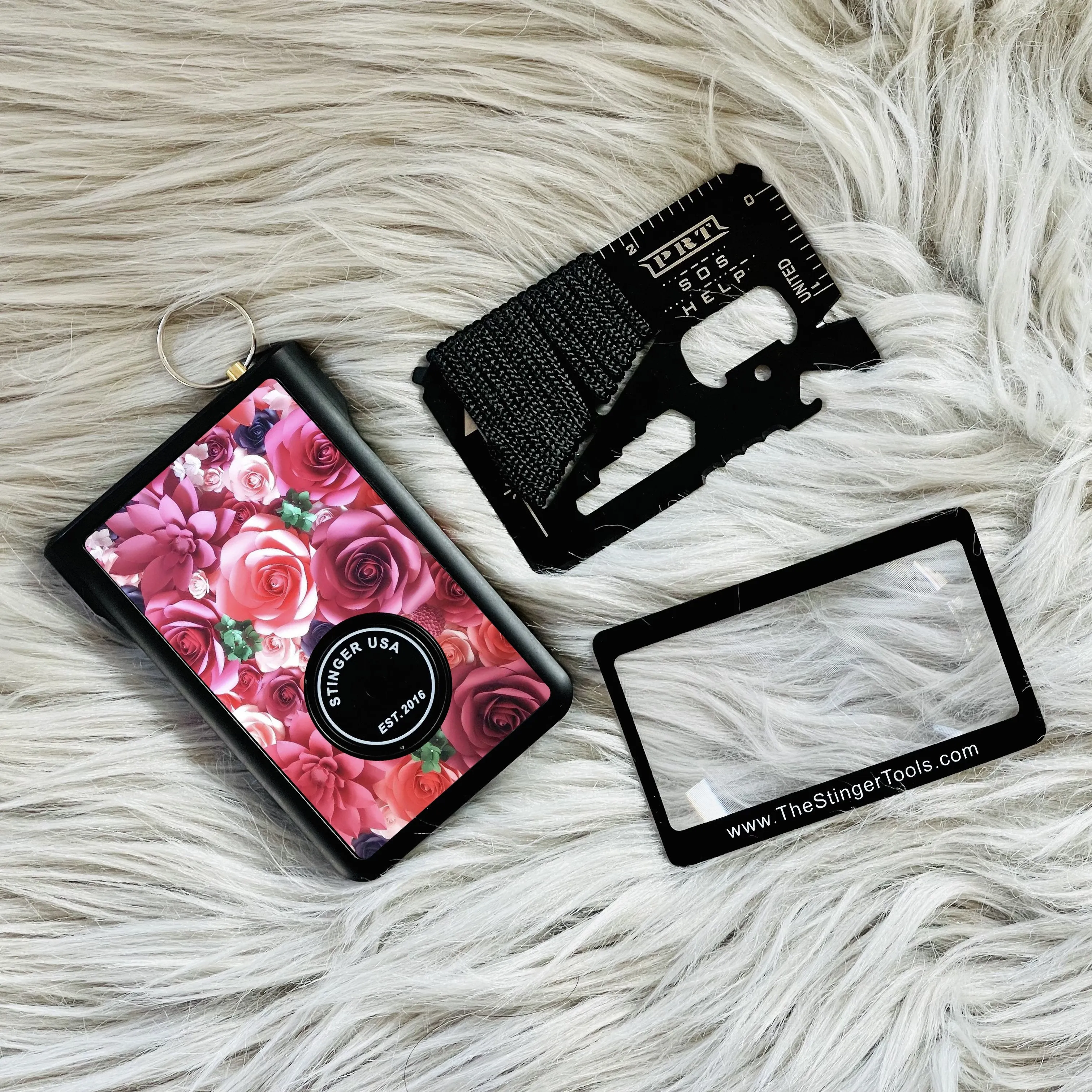 Safety Wallet With Personal Alarm Multi Functional Tool (Pink Marble)