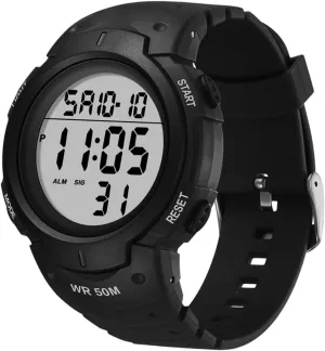 SAFIGLE 1Pc Electronic Watch for Men Stylish Multifunction Sports Wrist Watch with Luminous Display Casual Design for Outdoor Activities Black