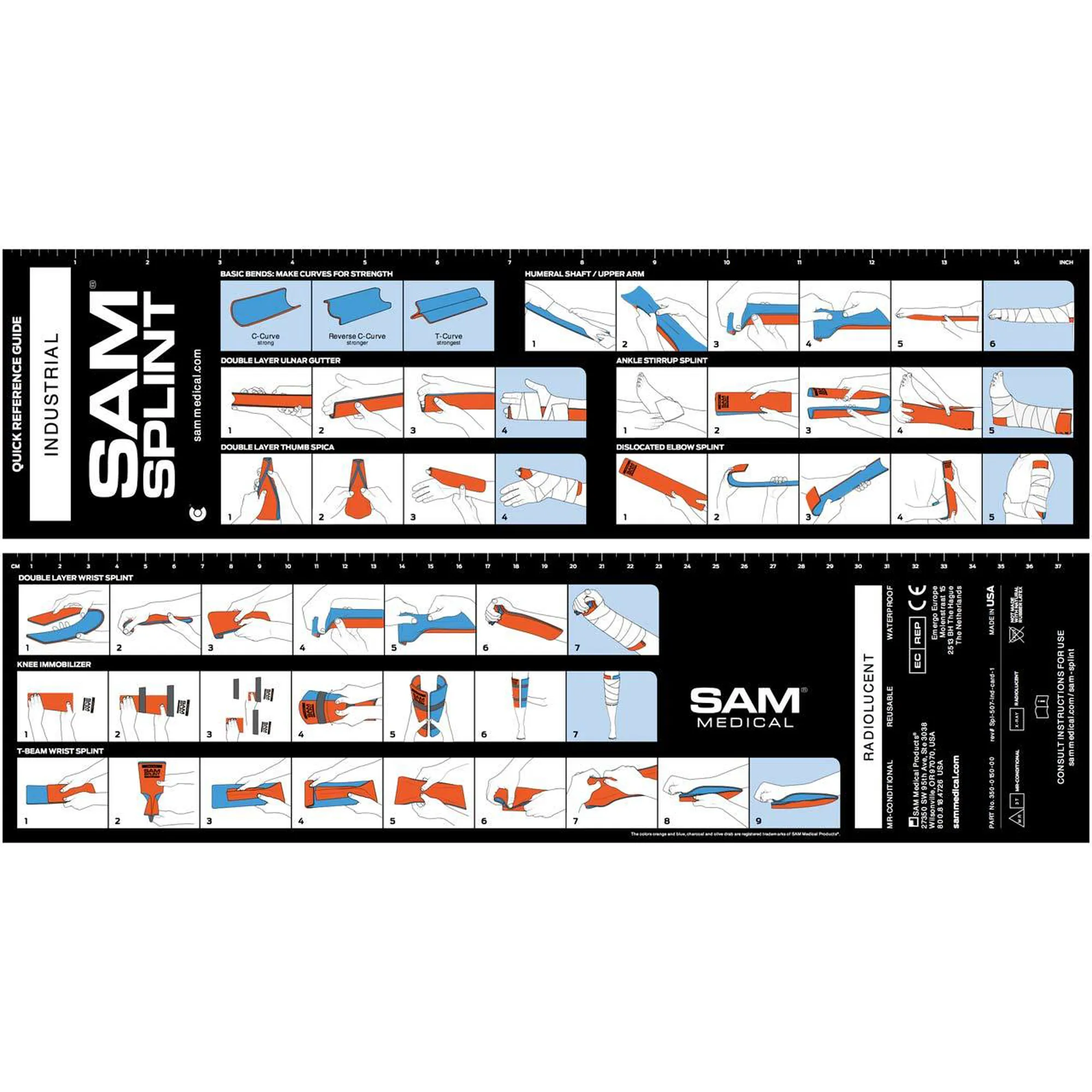 SAM® Splint 36" 91.4cm x 10.8cm Large  - Orange & Blue