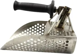 Sand Sifting Scoop Stainless Steel Beach Shovel for Metal Detecting Treasure Hunting and Sand Separation Ergonomic Grip for Various Soil Types