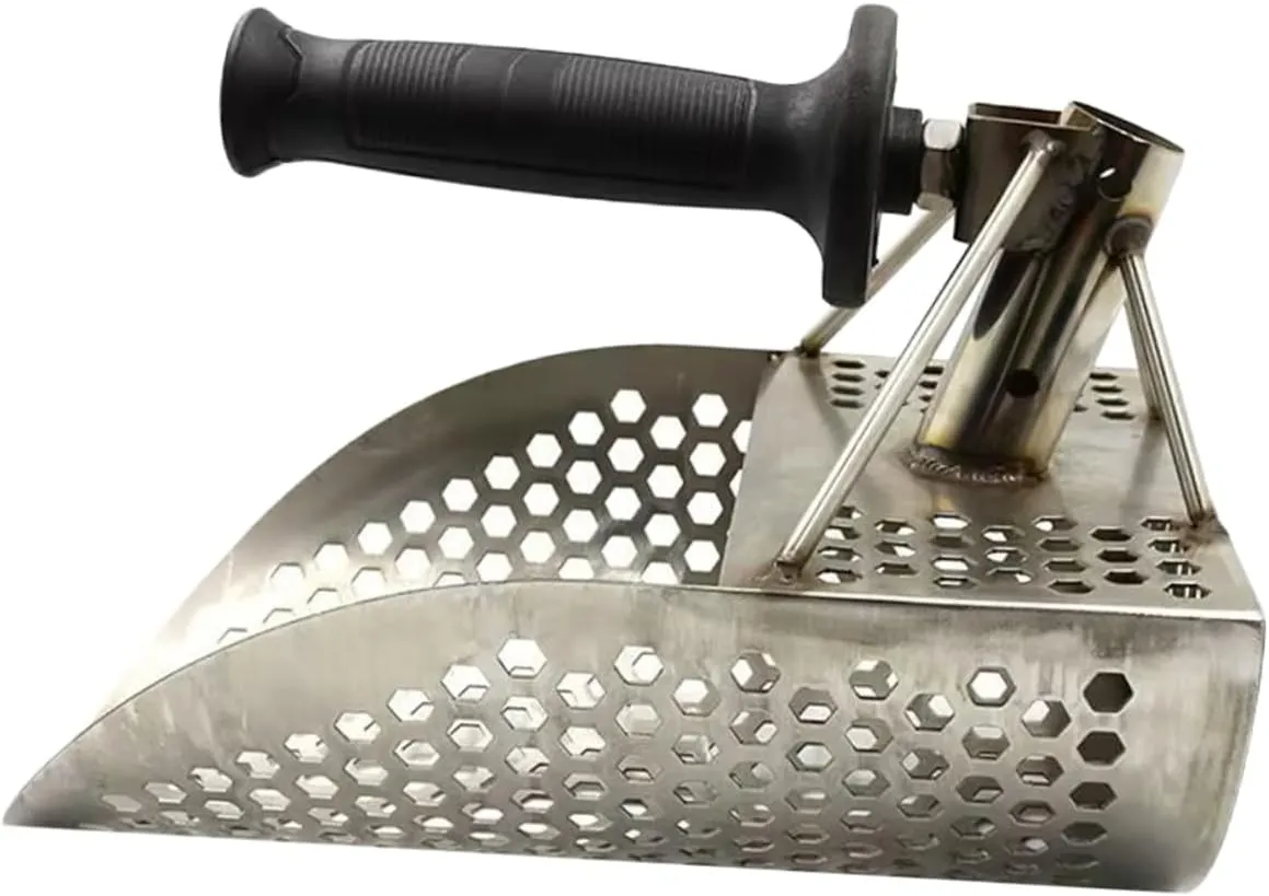 Sand Sifting Scoop Stainless Steel Beach Shovel for Metal Detecting Treasure Hunting and Sand Separation Ergonomic Grip for Various Soil Types