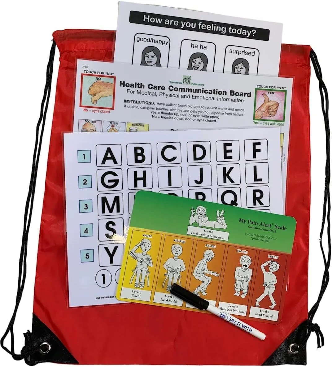 Say it with Symbols Medical Communication Emergency Go Bag | 5 Essential Picture Communication Cards for Nonspeaking Patients in Hospital ER, ED