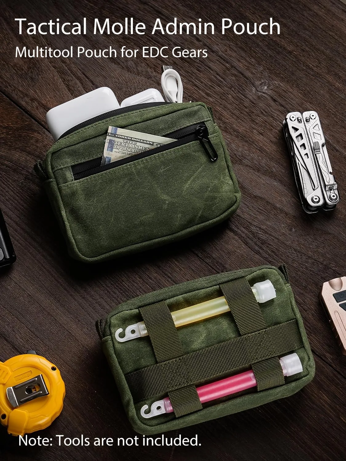Sayram SP7 EDC Belt Pouch - Waxed Canvas With Zipper, Waist Pack for Men, Anti-Theft Pickpocket Organizer for Daily Use