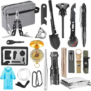 scosao Survival Kits Camping kit, 22 PCS Emergency Survival Gear First Aid Kits and Equipment with Bag for Outdoor Adventure, Hunting, Hiking,Fishing, Gifts for Men Women