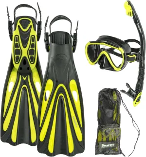 Sea Elite Starter Mask, Fin, and Snorkel Package Single Lens