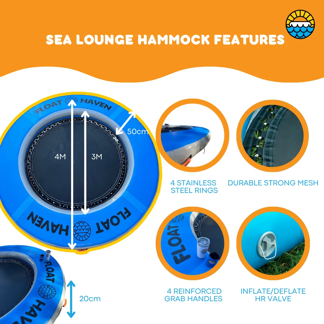 SEA LOUNGE – 4M Giant Round Inflatable Ocean Float - Floating Island - Water Hammock
