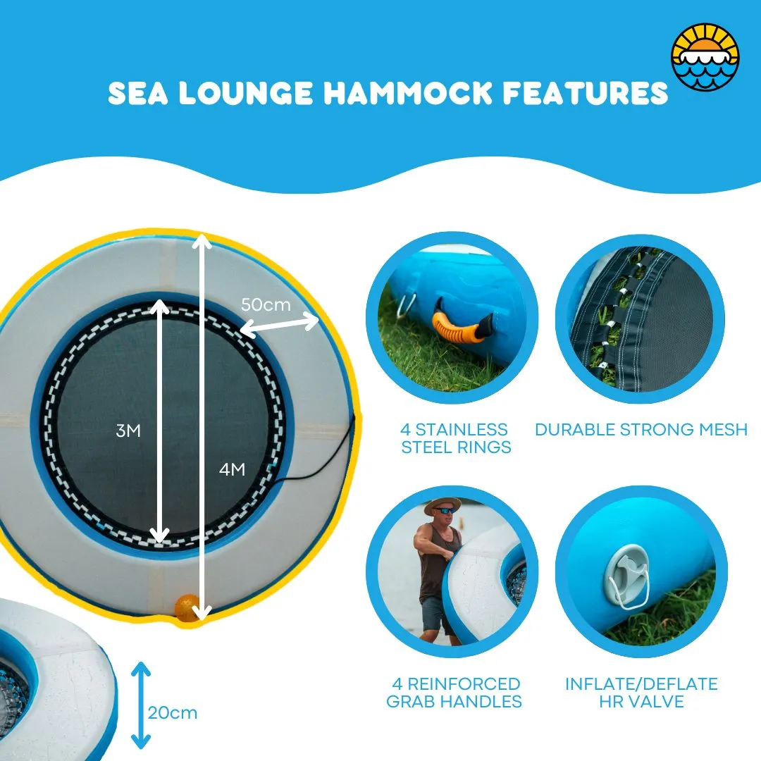 SEA LOUNGE – 4M Giant Round Inflatable Ocean Float - Floating Island - Water Hammock