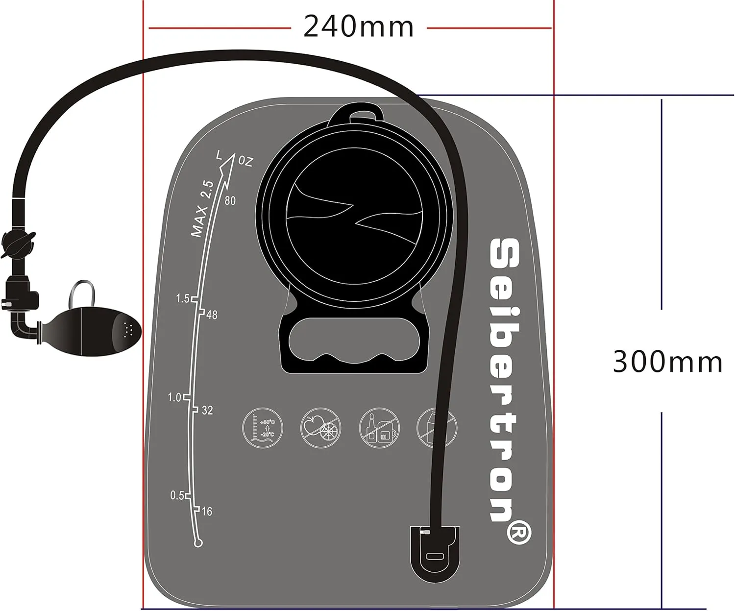 Seibertron 2 Liter /2.5 Liter Large Opening Water Bladder Hydration Pack Bladder TPU Material