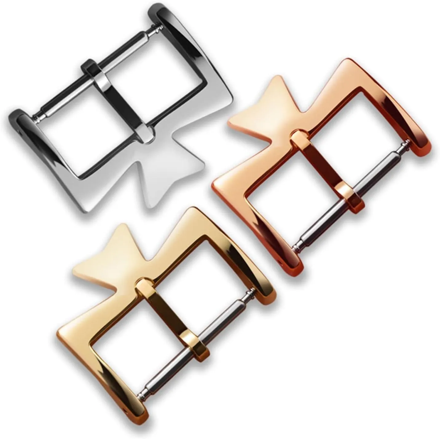 SERDAS 14mm, 16mm, 18mm, 20mm Stainless Steel Watch Clasp Buckles Silvery Golden Rose gold Metal Pin Clasp