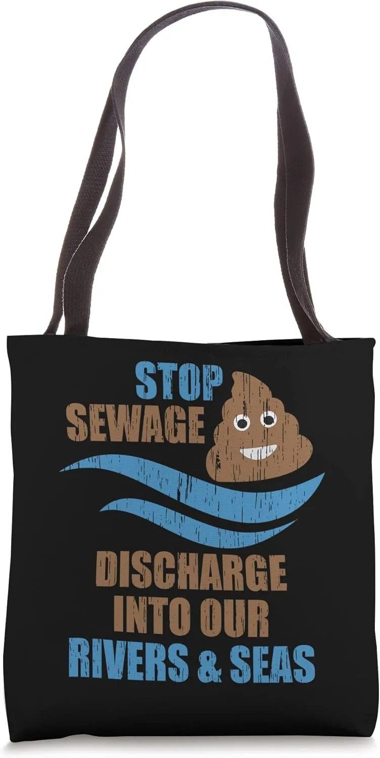 Sewage Floating River & Sea Water Vintage Stop Sea Pollution Tote Bag