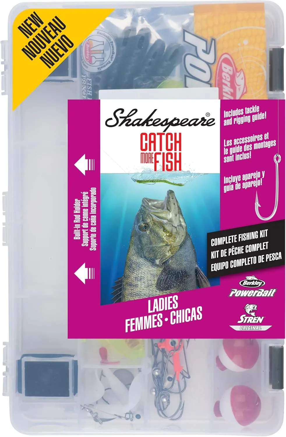 Shakespeare Catch More Fish Spincast Reel and Fishing Rod Combo with Kit
