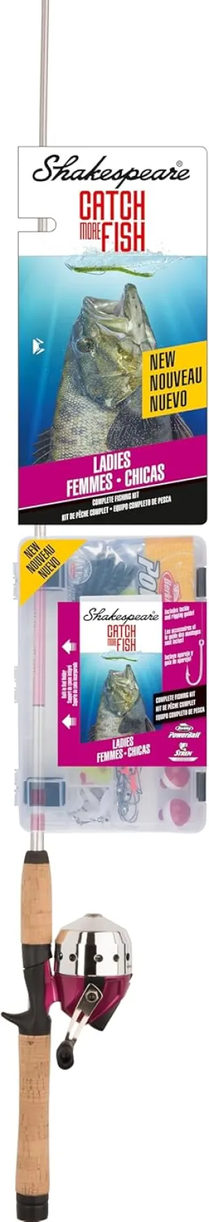 Shakespeare Catch More Fish Spincast Reel and Fishing Rod Combo with Kit