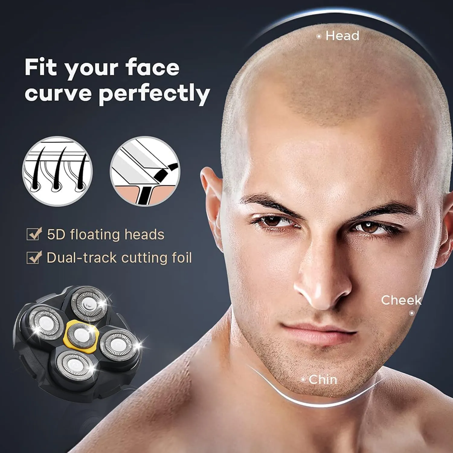 Shaver Replacement Heads Compatible with Microtouch Titanium Head Shaver, for Bald Men 2 Pack