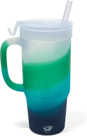 Silipint: Humbler 32oz - Mountain Air -Silicone Handled Tumbler, Lid & Straw, Unbreakable Cup, Hot/Cold Drinks, Dishwasher-Microwave-Freezer-Oven Safe