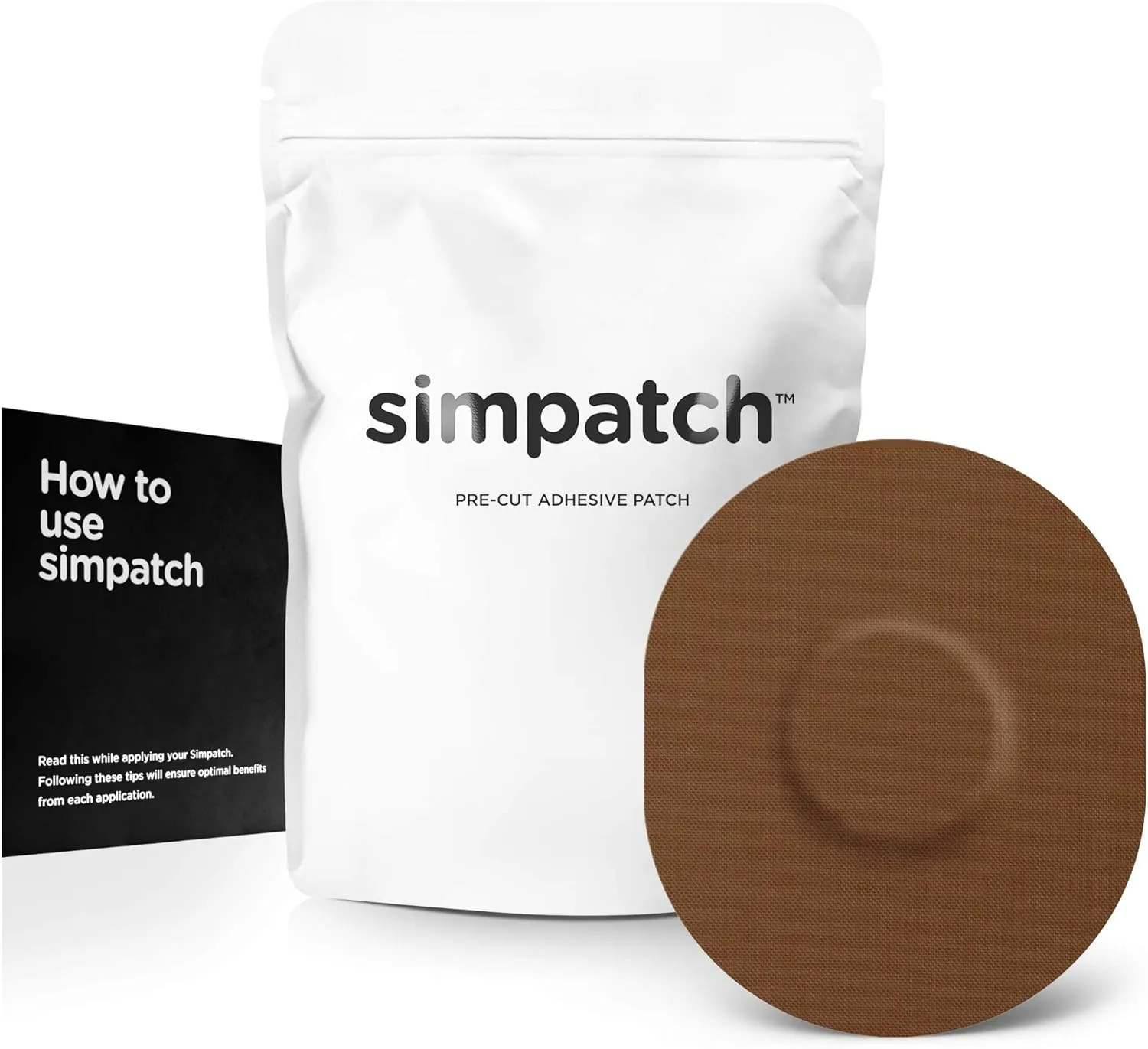 SIMPATCH Universal Adhesive Patch (25-Pack) - Waterproof Adhesive, CGM Patches (Brown)
