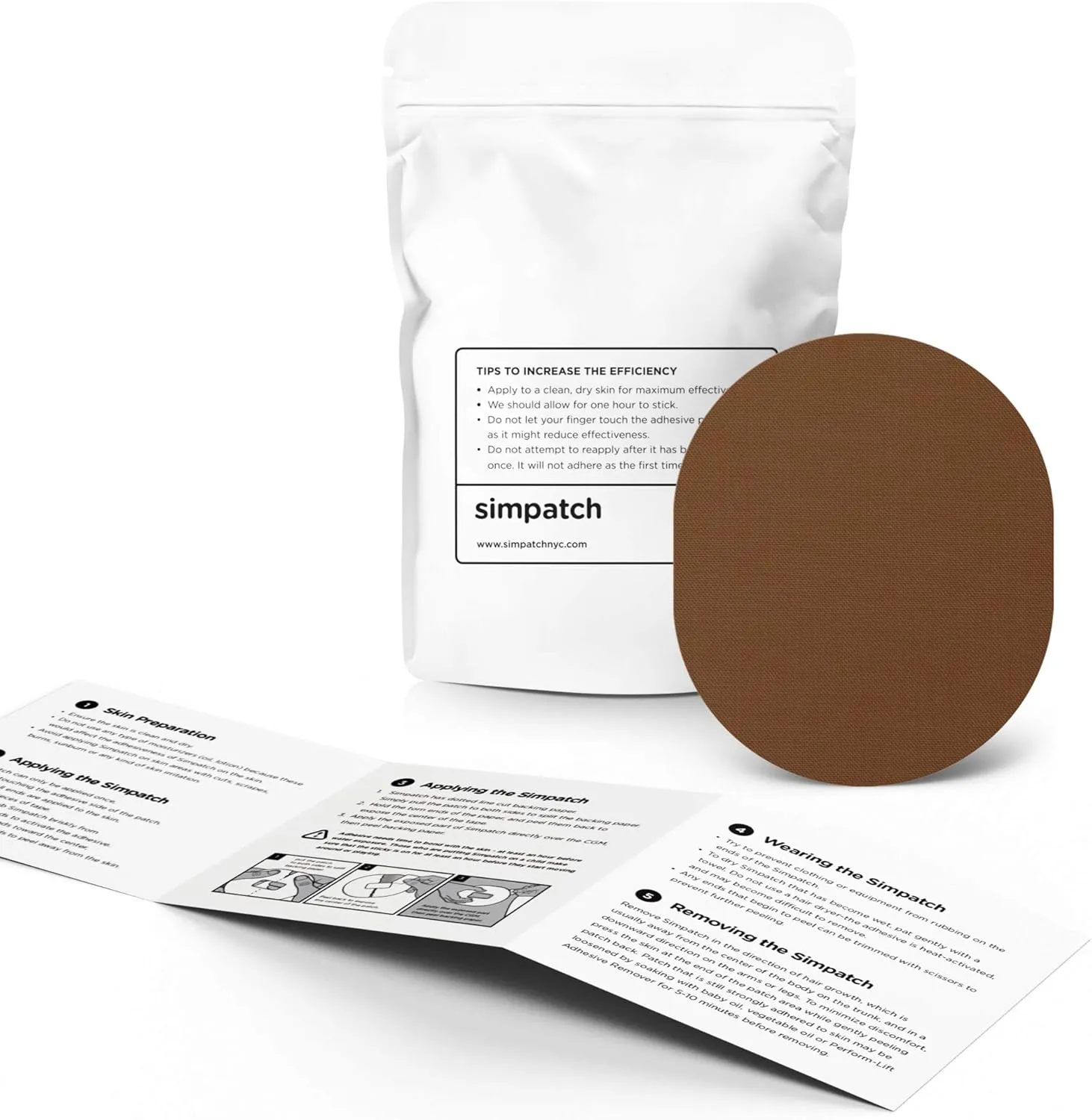 SIMPATCH Universal Adhesive Patch (25-Pack) - Waterproof Adhesive, CGM Patches (Brown)
