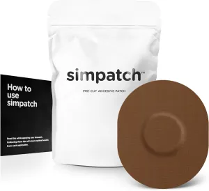 SIMPATCH Universal Adhesive Patch (25-Pack) - Waterproof Adhesive, CGM Patches (Brown)