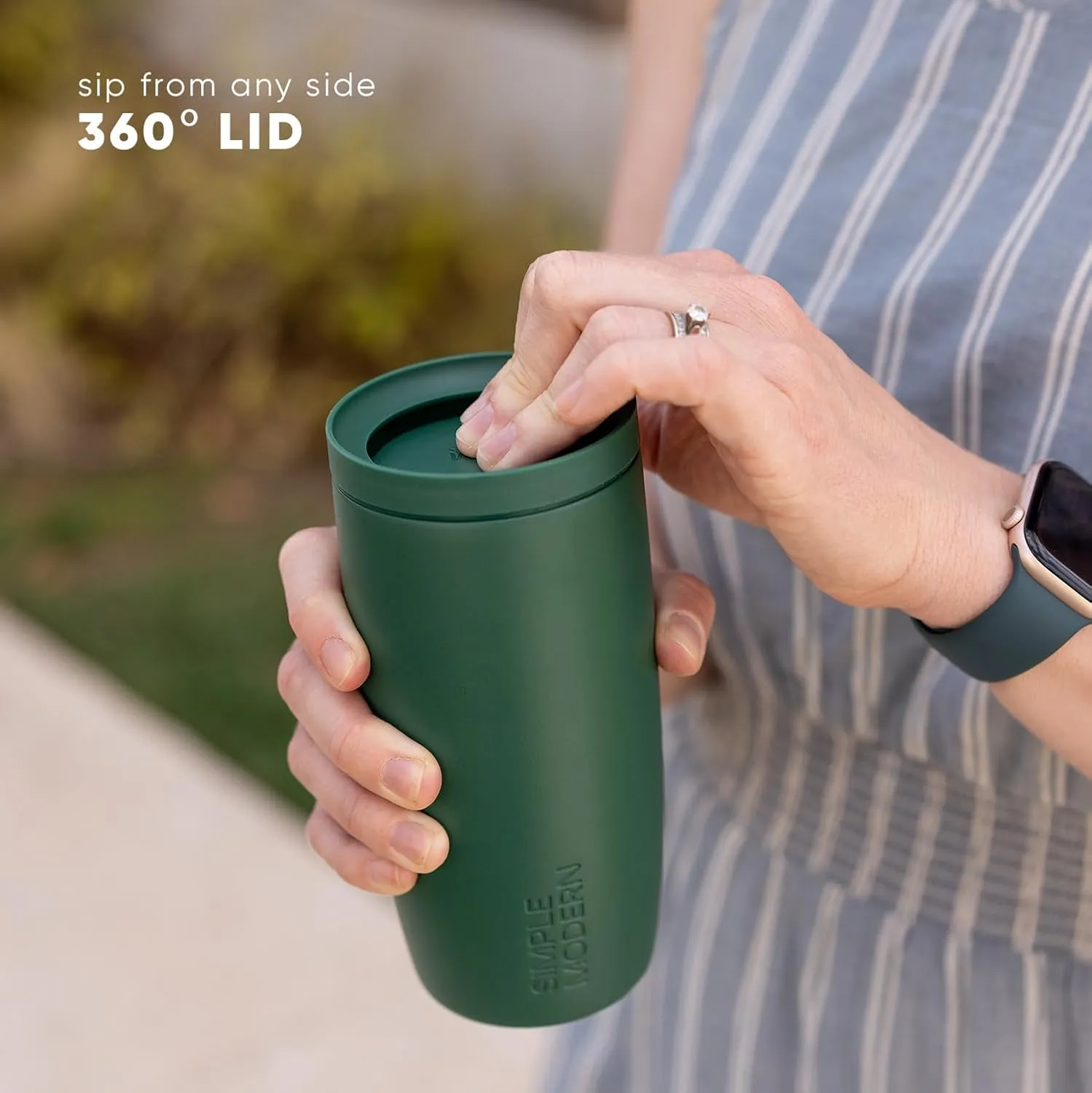 Simple Modern Travel Coffee Mug Tumbler with 360° Lid | Ceramic-Lined Insulated Stainless Steel Cold Brew Iced Coffee Cup Thermos | Gifts for Women Men Her Him | Voyager Signature | 16oz | Blue Dune