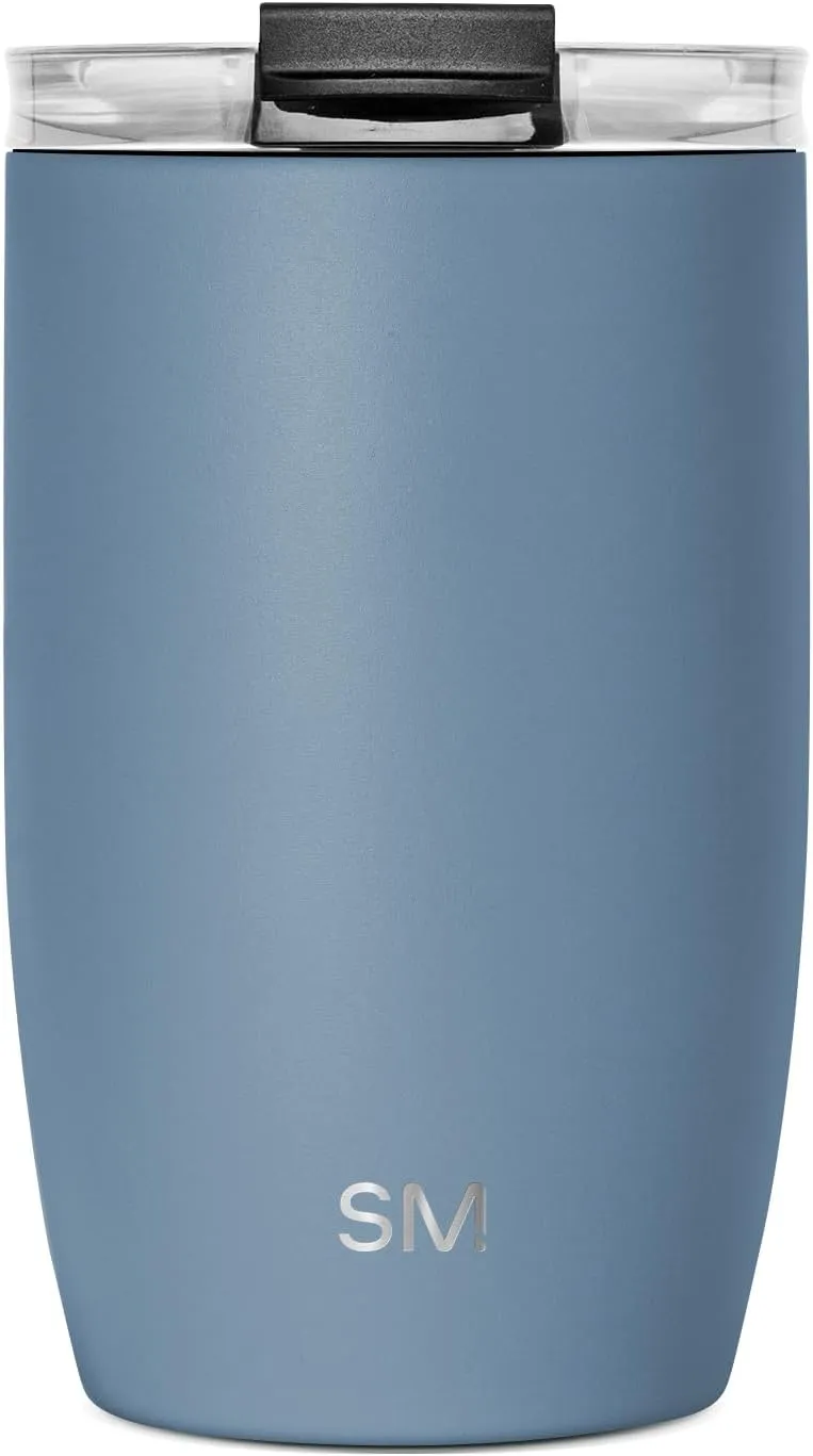 Simple Modern Travel Coffee Mug Tumbler with Flip Lid | Reusable Insulated Stainless Steel Cold Brew Iced Coffee Cup Thermos | Gifts for Women Men Him Her | Voyager Collection | 12oz | Blue Dune