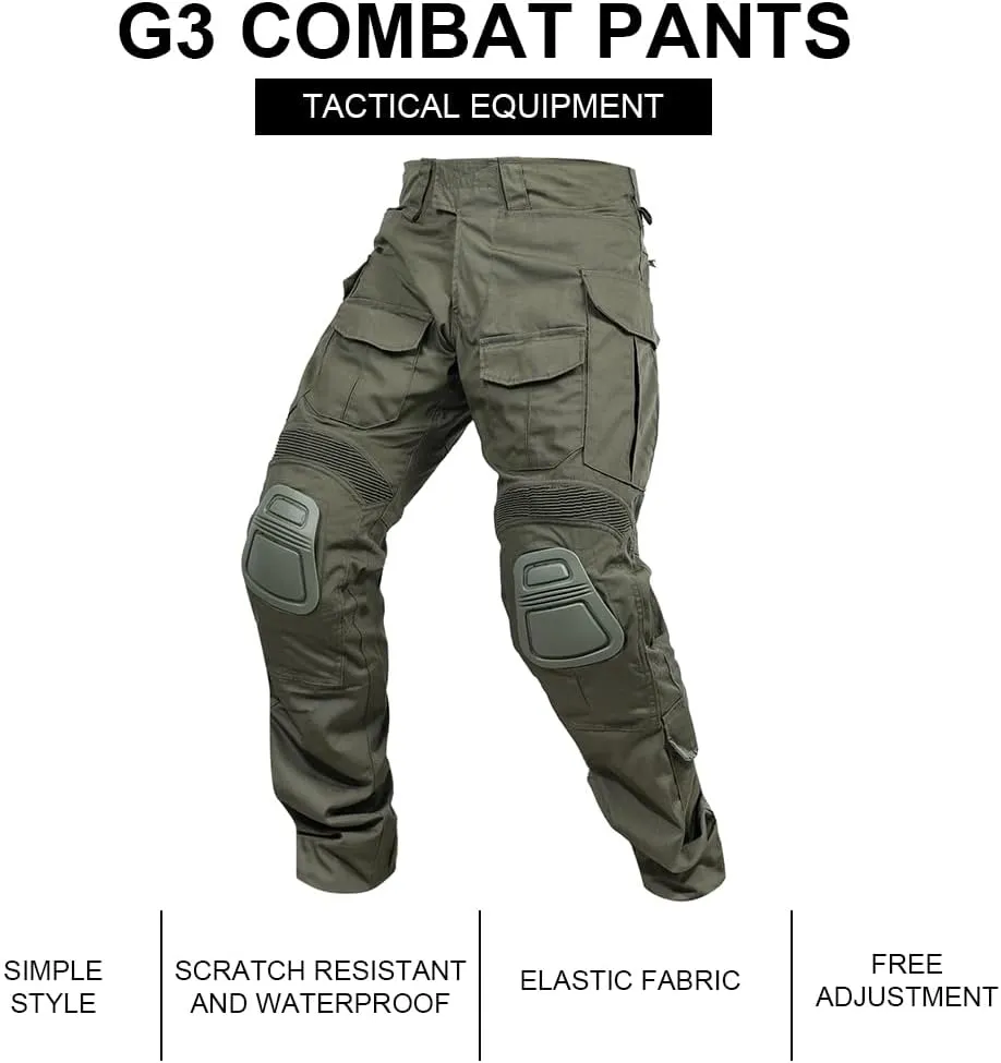 SINAIRSOFT G3 Tactical Pants with Knee Pads,Men's Airsoft Paintball Hunting Outdoor Pants,Combat Army BDU Trousers