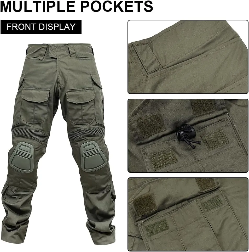 SINAIRSOFT G3 Tactical Pants with Knee Pads,Men's Airsoft Paintball Hunting Outdoor Pants,Combat Army BDU Trousers