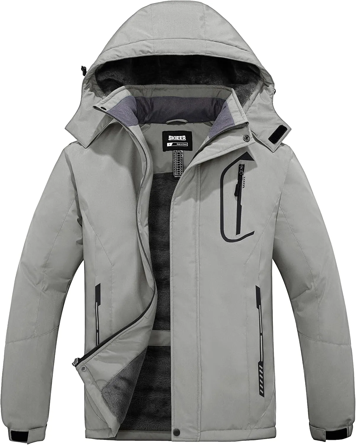 Skieer Men's Mountain Waterproof Ski Jacket Winter Rain Jacket Warm Fleece Snow Coat