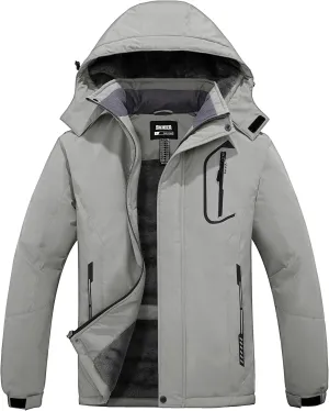 Skieer Men's Mountain Waterproof Ski Jacket Winter Rain Jacket Warm Fleece Snow Coat