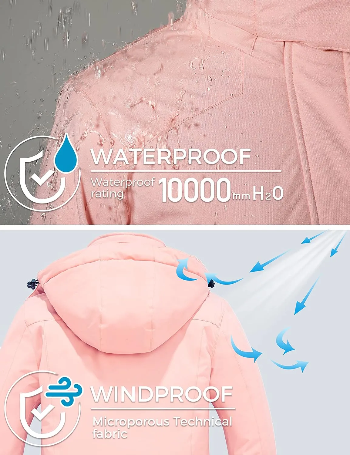 Skieer Women's Waterproof Ski Jacket Warm Winter Coat Fleece Snowboarding Coat