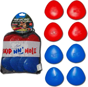 Skip NN' 8X Skipping Stonnes Targets NOT Included | Pool Toys Hole Skipping Stones Meets Cornhole Game Mode | Fun for The Pool, Lake, Beach| (Qty 8X RED/Blue Stonnes)
