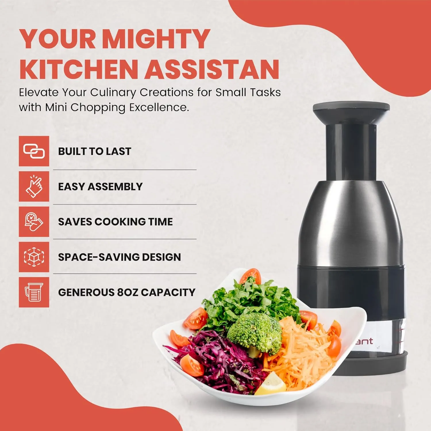 Slap Chop Manual Hand Chopper - Versatile Food Dicer, Vegetable slicer and Onion Chopper, Handy Nut Chopper, Garlic Mincer and Onion cutter, Tomato - Efficient and Quick Kitchen Aid
