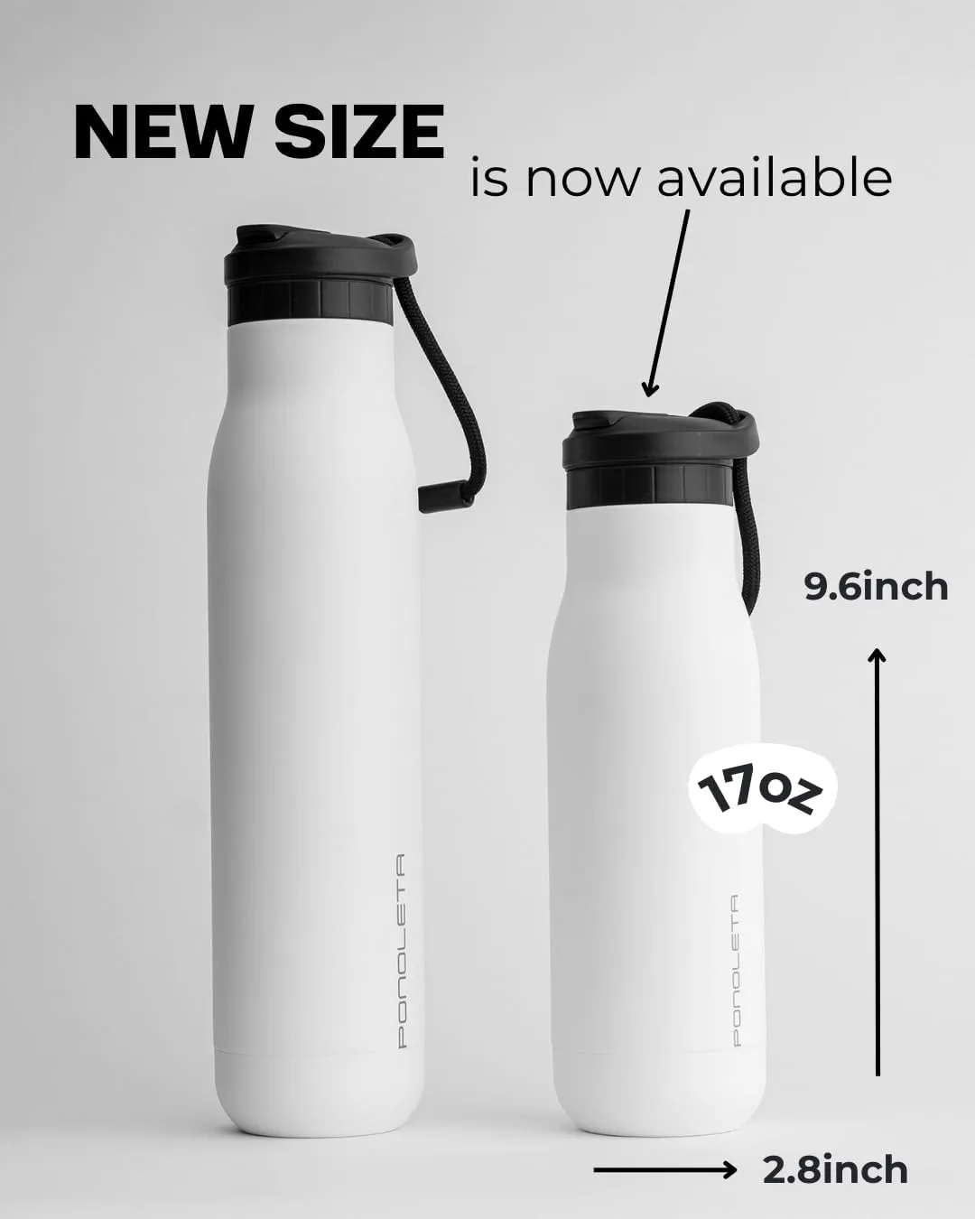 Slim Water Bottle, Stainless Steel with Straw, Standard Mouth for Sports and Travel, Double Vacuum Insulated, BPA-Free, Leak Proof