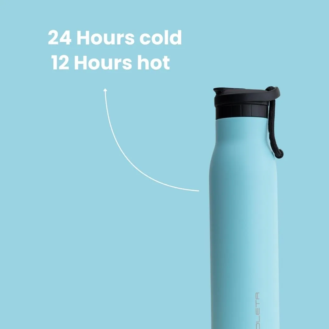Slim Water Bottle, Stainless Steel with Straw, Standard Mouth for Sports and Travel, Double Vacuum Insulated, BPA-Free, Leak Proof