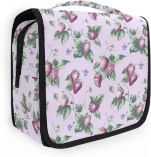 Slow Style Strawberry Lilac makeup bag with compartments with hanging hook stylish toiletry organizer Vertical Free-Standing