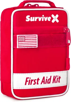 Small First Aid Kit for Car, Travel & Home - Emergency Kit for Hiking, Camping, Backpacking and Outdoors - Includes Zip Stitch Wound Closure Strips - FSA HSA Approved