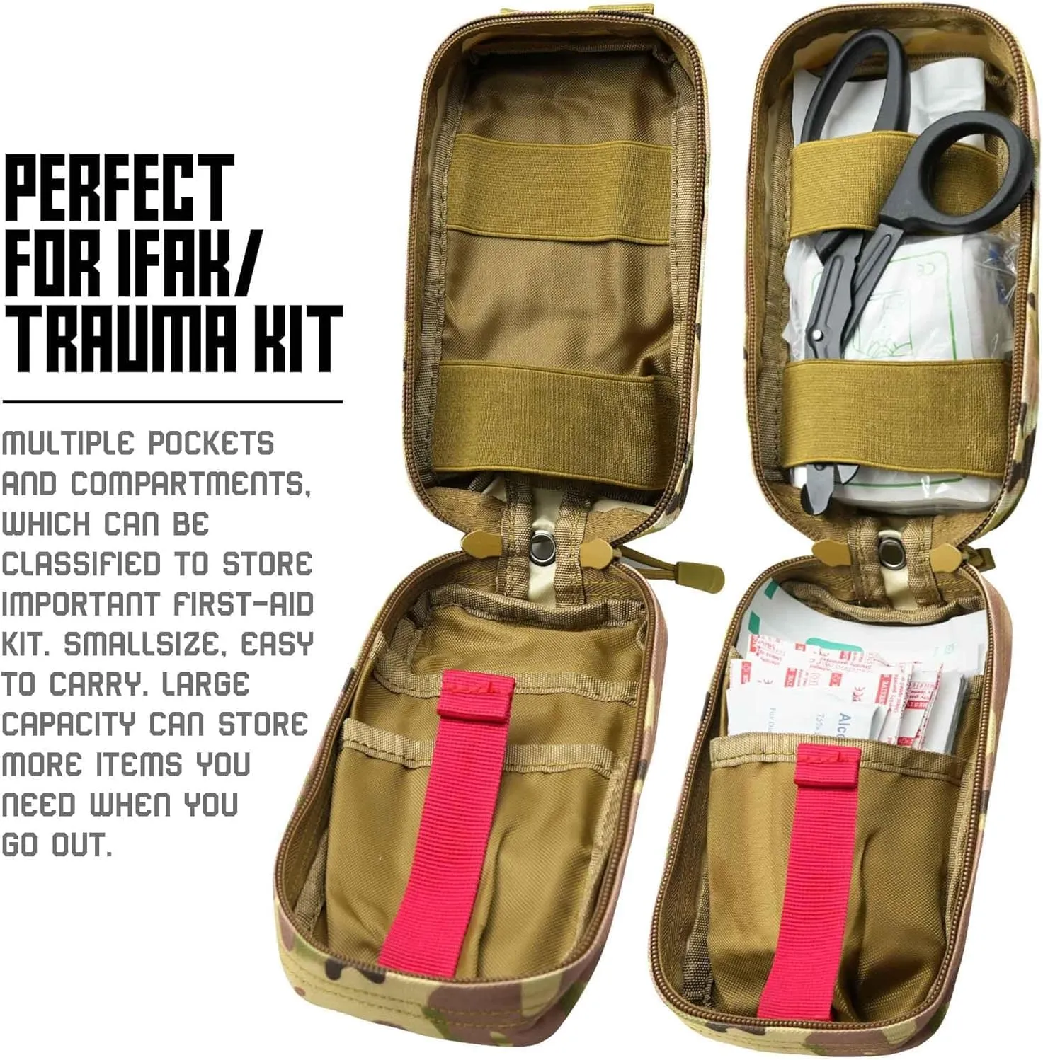 Small Ifak Trauma Kit for Duty Belt, Laser Cut Ifak Med Trauma Kit, Molle Tactical Emergency First Aid Kit Refill Supplies Insert