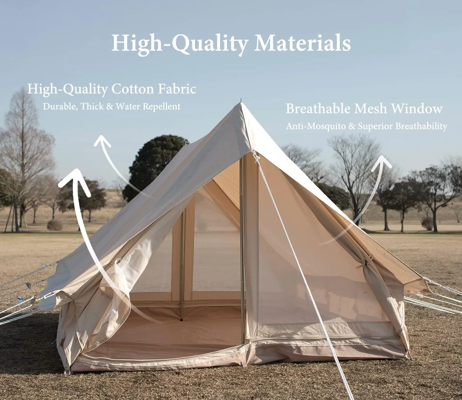 S'more Canvas Glamping Tent, 4-Season Camping Tent for Hiking and Backpacking, Large Cabin Tent Accommodate 4 Person, Ideal for Families or Groups of Friends