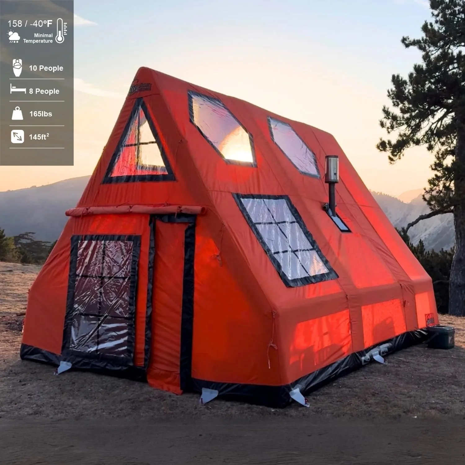 Sönmez Air Bungalow Camping Tent – Portable and Waterproof Inflatable Tent for 8-10 People, 4-Season Use, UV Protection, Quick Setup in 10 Minutes, and Luxury Camping Features