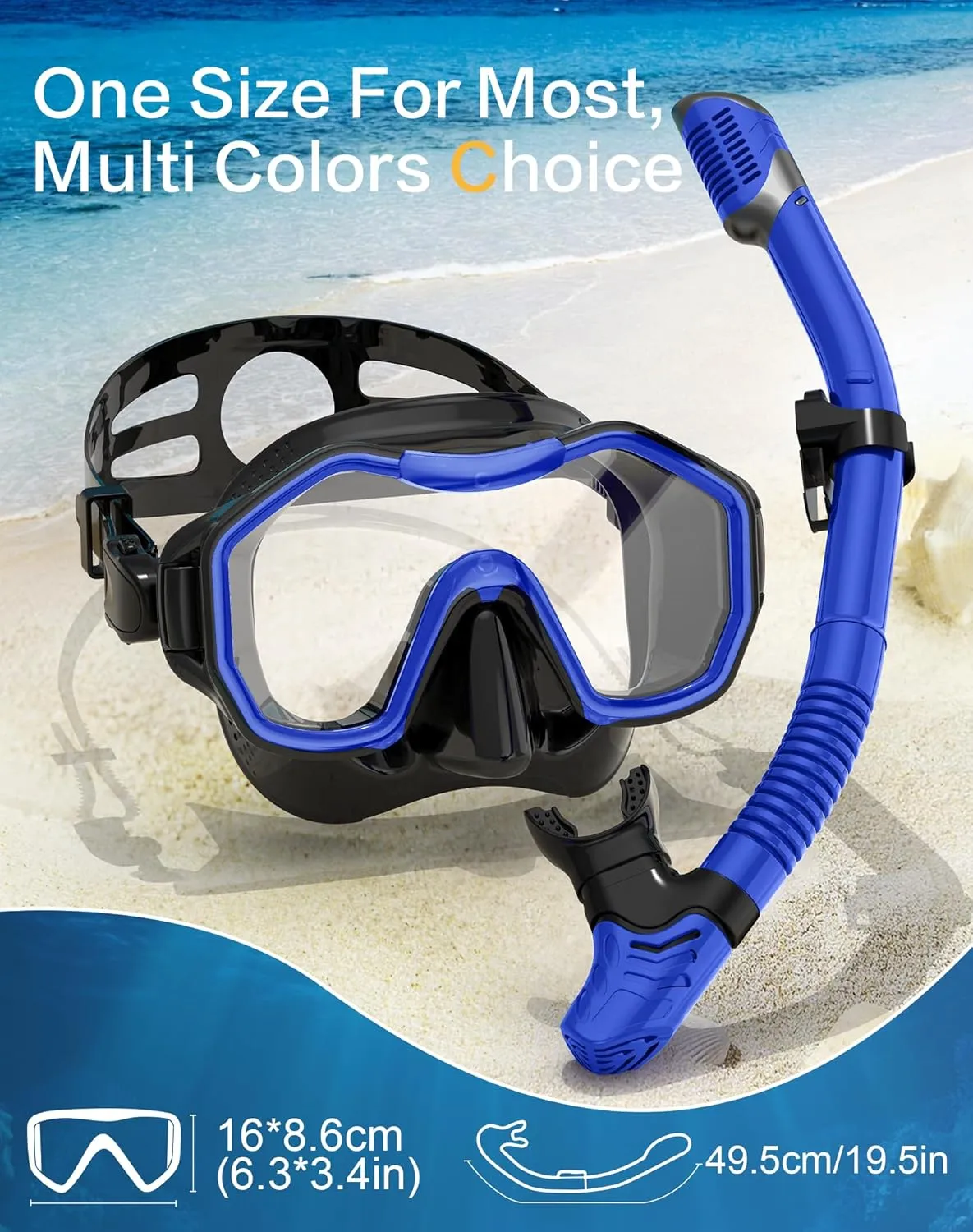 Snorkeling Gear for Adults Kids, Dry-Top Snorkel Set, 180°Panoramic Wide View Diving Mask Breathing Freely Snorkel Mask for Snorkeling Scuba Diving Swimming Travel