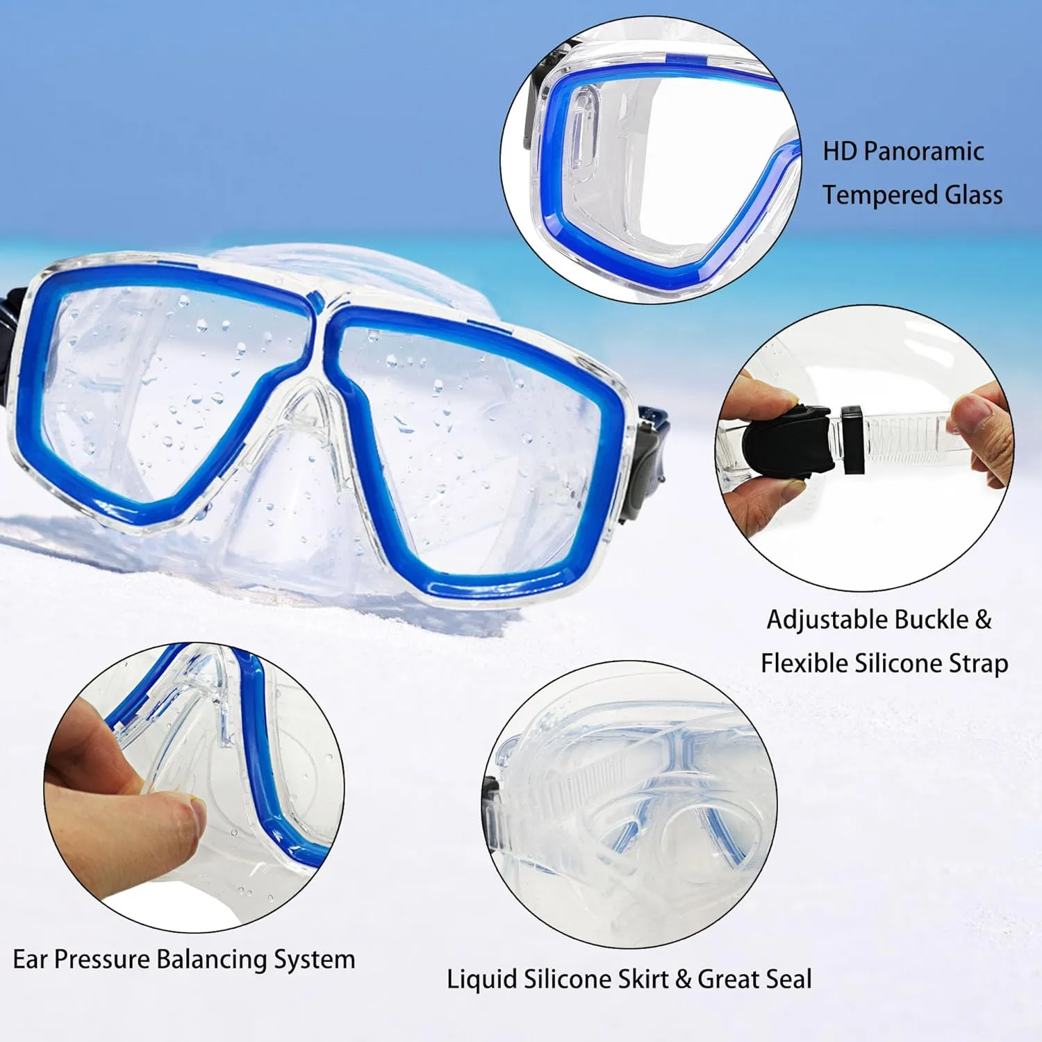 Snorkeling Gear for Adults with Fins Scuba Diving Gear Adult Professional Travel Snorkel Sets with Flippers,Anti-Fog Anti-Leak Diving Mask