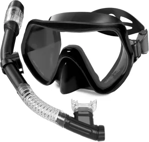 Snorkeling Gear for Adults,Snorkel Mask Adult Dry Top Snorkel Set Panoramic View Snorkel Gear Anti-Fog Scuba Diving Mask for Lap Swimming Snorkeling Diving Scuba Training Travel Snorkel Kit