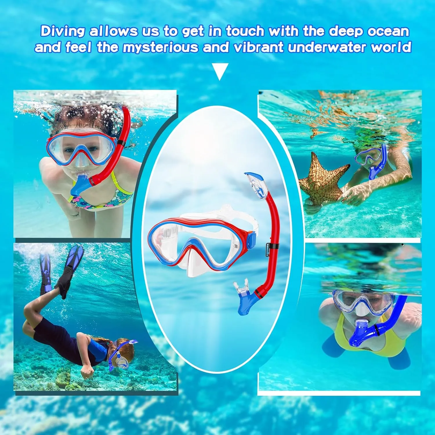 Snorkeling Gear for Kids with Foldable Silicone Full Dry Snorkel, Kids Snorkel Set Anti Leak Youth Junior Snorkeling Package Diving Mask Soft Tube with Mesh Bag Scuba Swimming Goggles