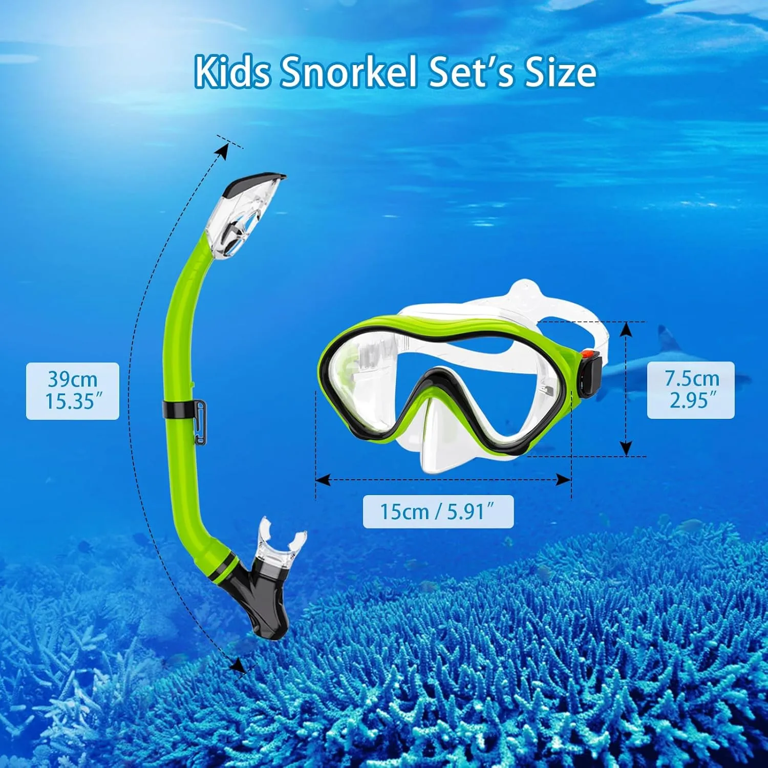 Snorkeling Gear for Kids with Foldable Silicone Full Dry Snorkel, Kids Snorkel Set Anti Leak Youth Junior Snorkeling Package Diving Mask Soft Tube with Mesh Bag Scuba Swimming Goggles