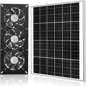 Solar 3 Fan Kit, 25W Solar Panel Powered Exhaust Fan for Outdoor Chicken Coop, Greenhouse & Shed, Intake or Exhaust Air for Cooling, IP67 Waterproof, 3500RPM, 15FT Cord