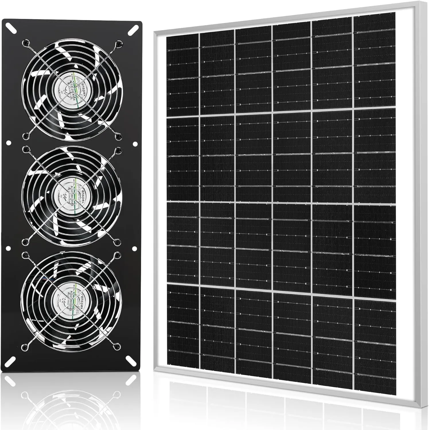 Solar 3 Fan Kit, 25W Solar Panel Powered Exhaust Fan for Outdoor Chicken Coop, Greenhouse & Shed, Intake or Exhaust Air for Cooling, IP67 Waterproof, 3500RPM, 15FT Cord