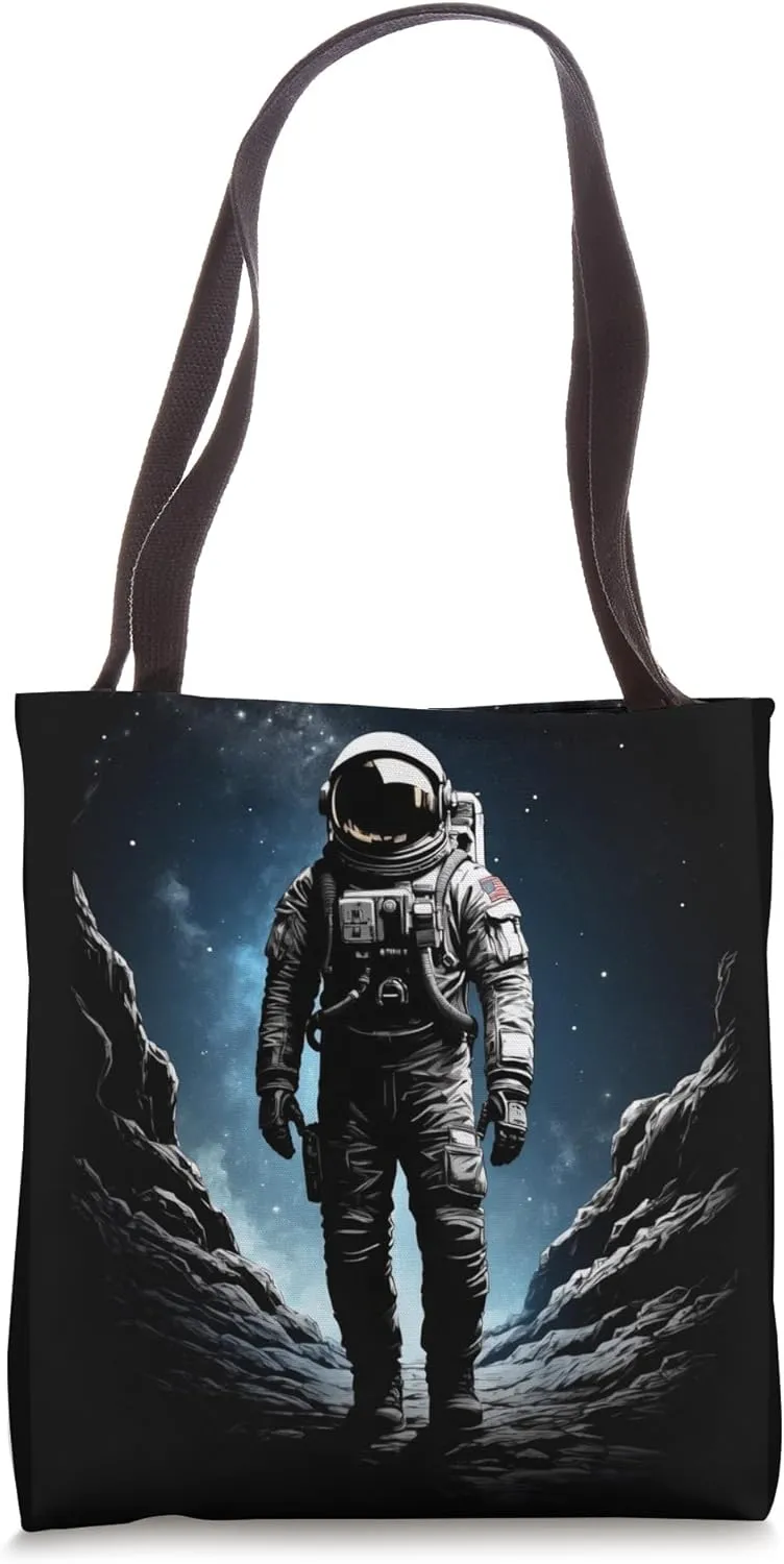 Solitary Astronaut Floating in Inky Space - Graphic Shirt Tote Bag